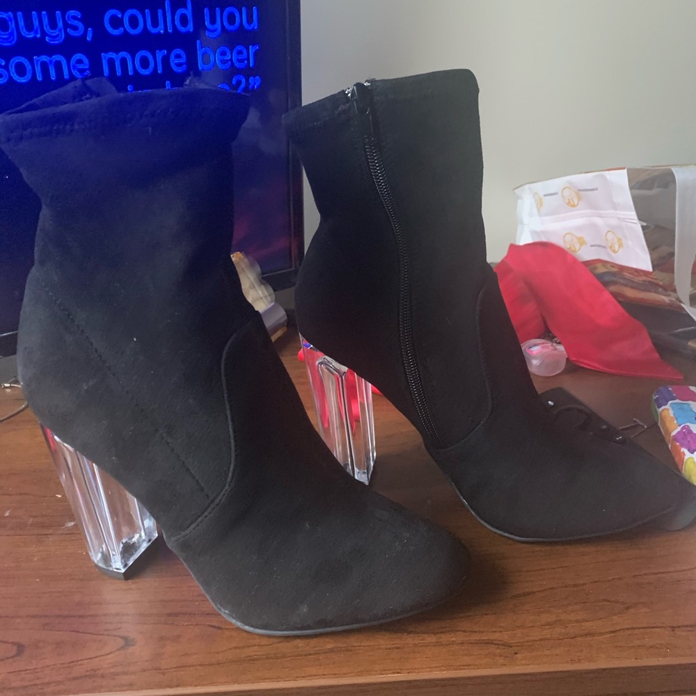 Fashion boots with clear ankle